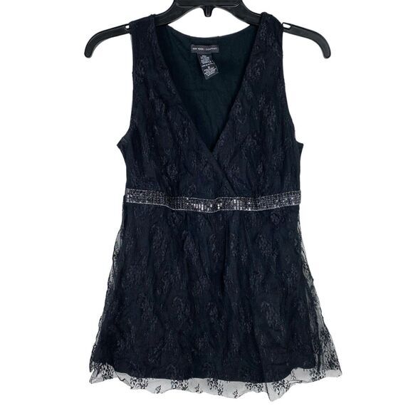 New York & Company Tops - VTG Y2K Fairy Babydoll Whimsygoth Top Black Cottagecore Sz Small Lace Witchy